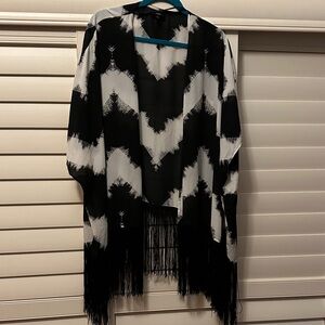 Mossimo Supply Co. Black and White Fringe Blouse